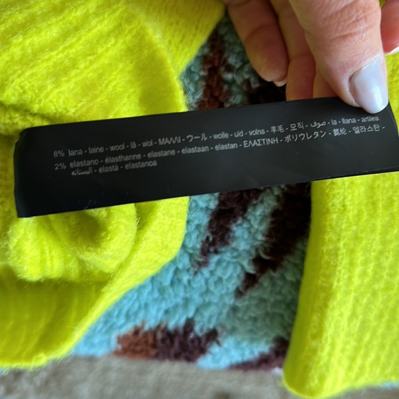 Zara Yellow Neon Knit Sweater Large - Picture 3 of 4